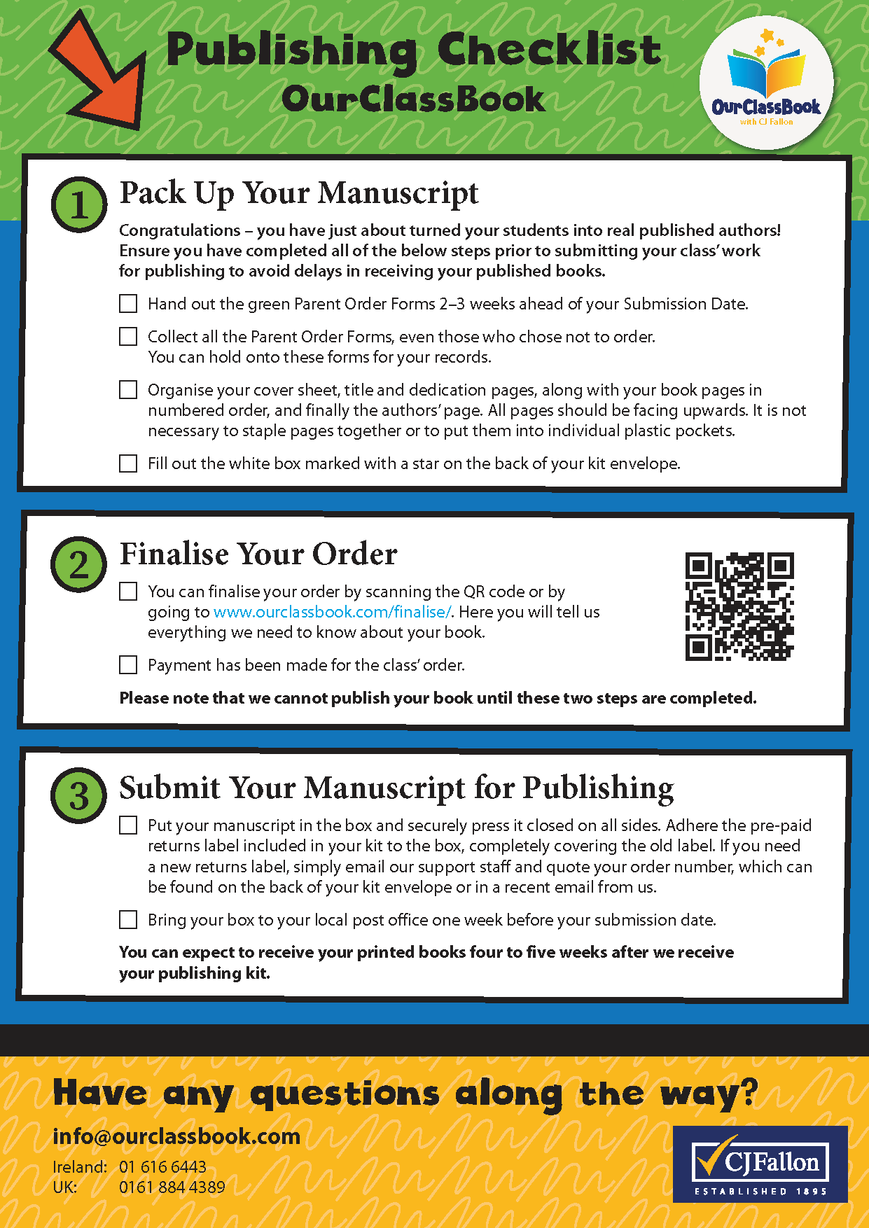 OurClassBook Classroom Publishing Checklist