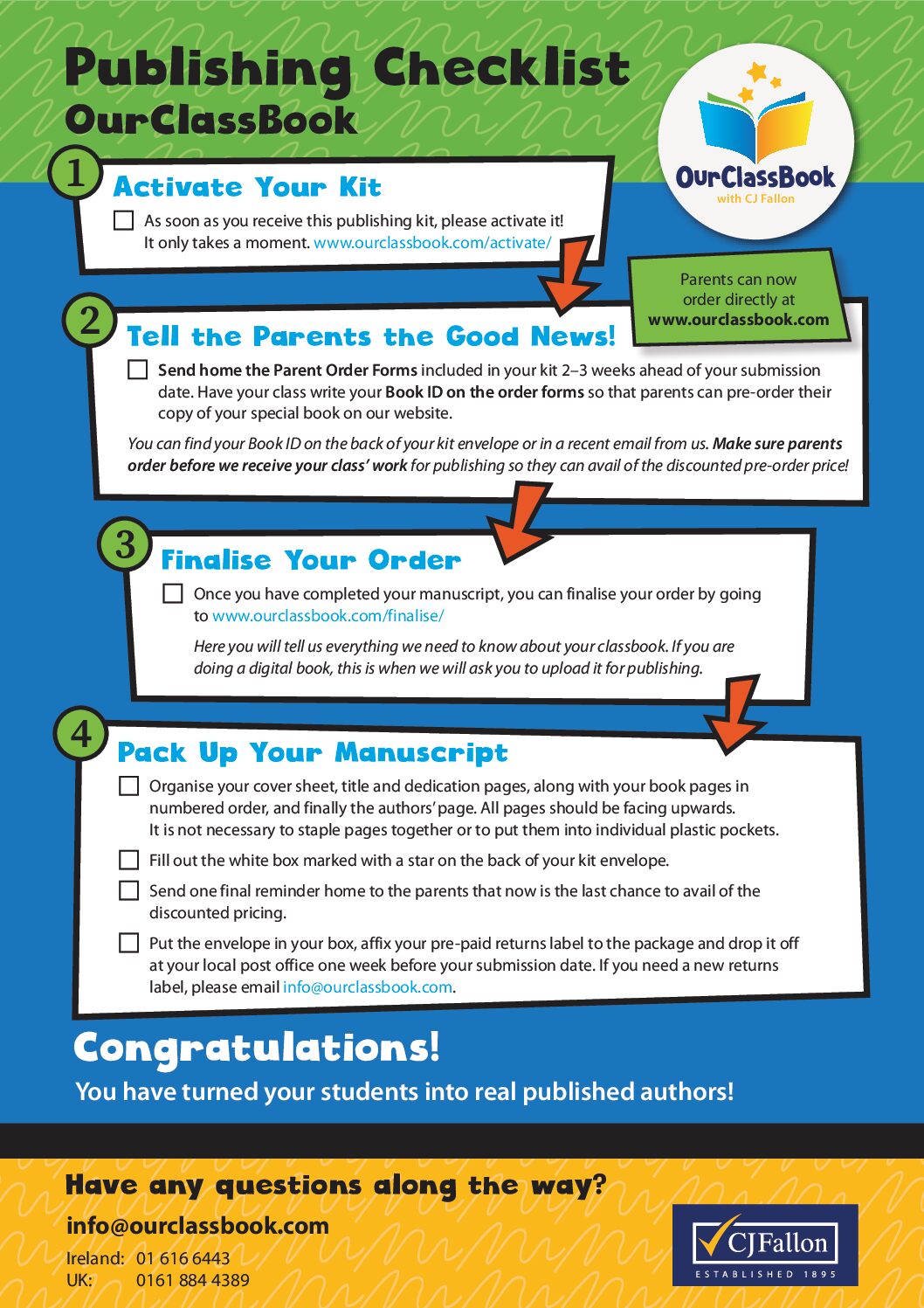 Published Checklist to complete your class' masterpiece