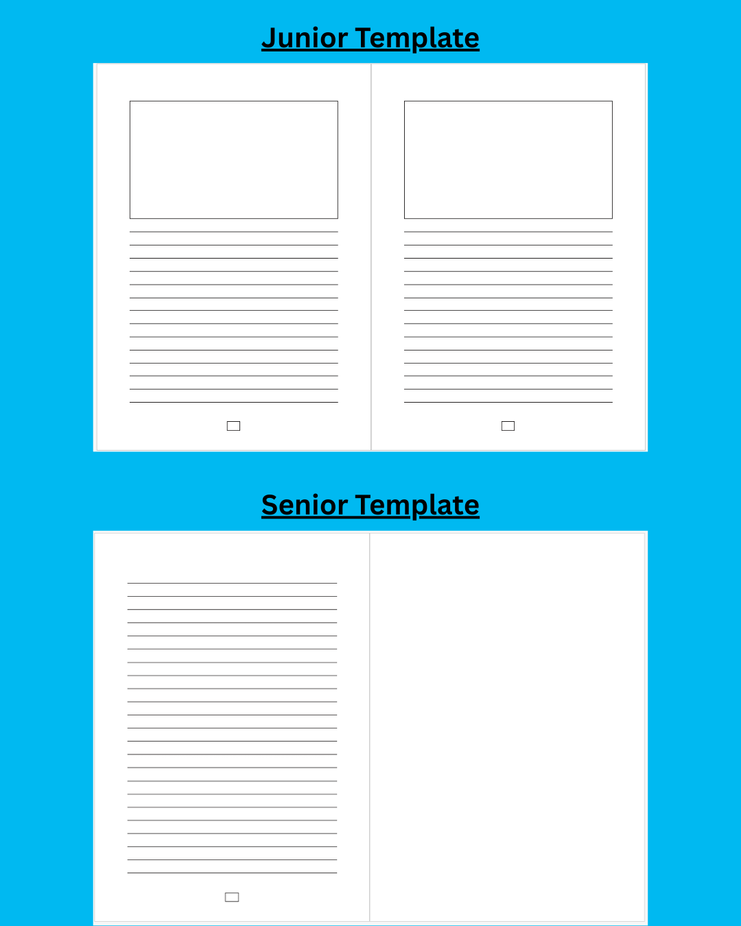 Student Publishing Templates for Junior and Senior levels
